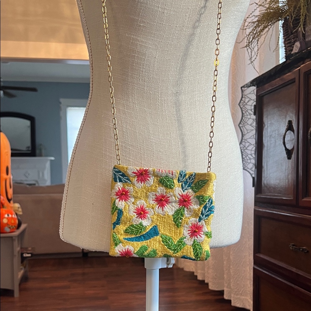 Floral Mini Bag with Gold Chain